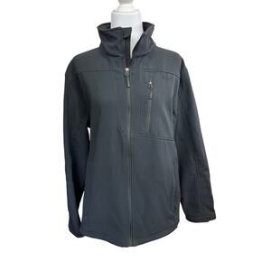 CB Sports Ski Jacket Black Full Zip Woven Knit Fleece